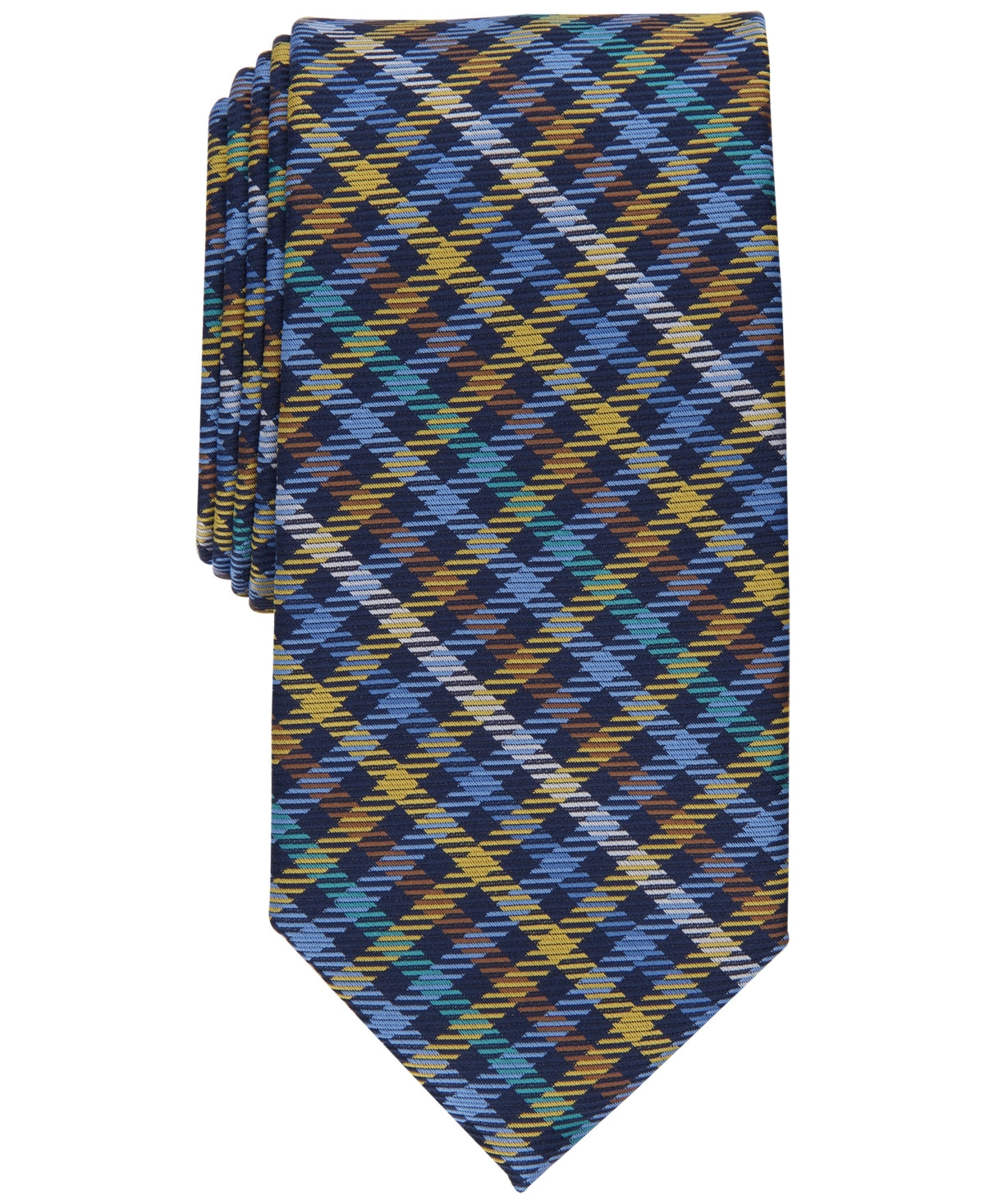 Club Room Mens Mott Plaid Tie Yellow Necktie