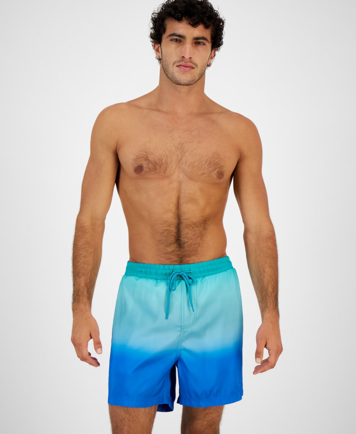 INC International Concepts Men's Sunrise Ombre Swim Trunks French Blue Combo Large