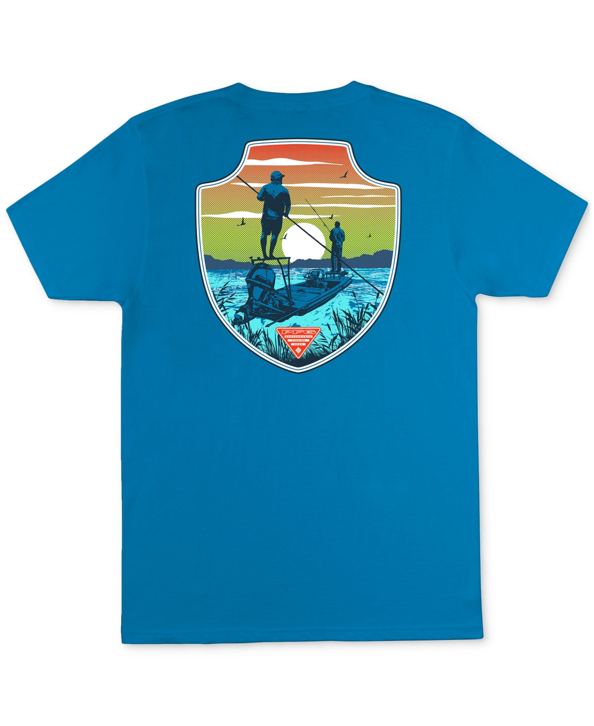 Columbia Mens Apor PFG Graphic Compass Short Sleeve T Shirt Blue 2XL