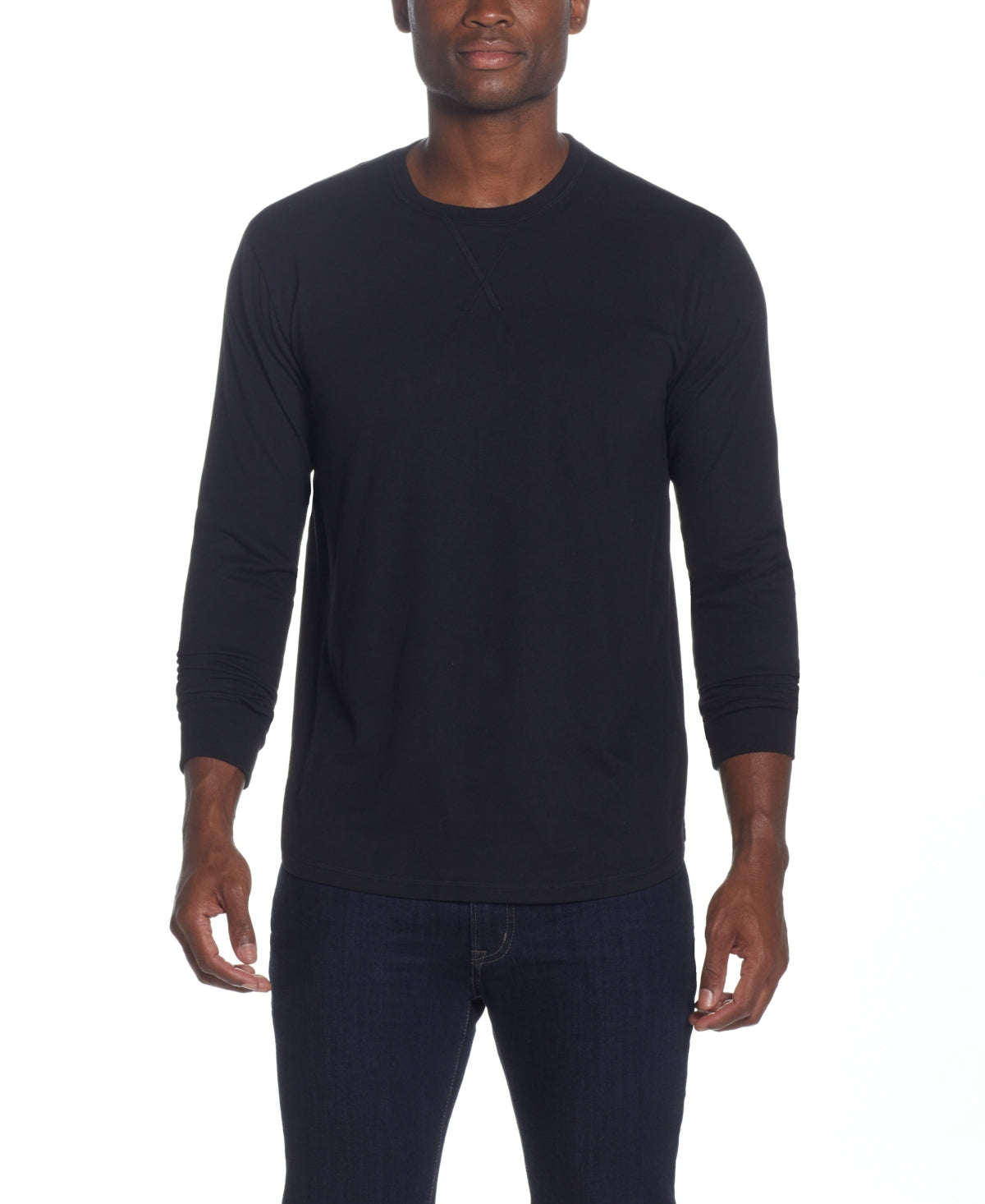 Weatherproof Vintage Men's Long Sleeve Brushed Crew Neck T Shirt Black Small