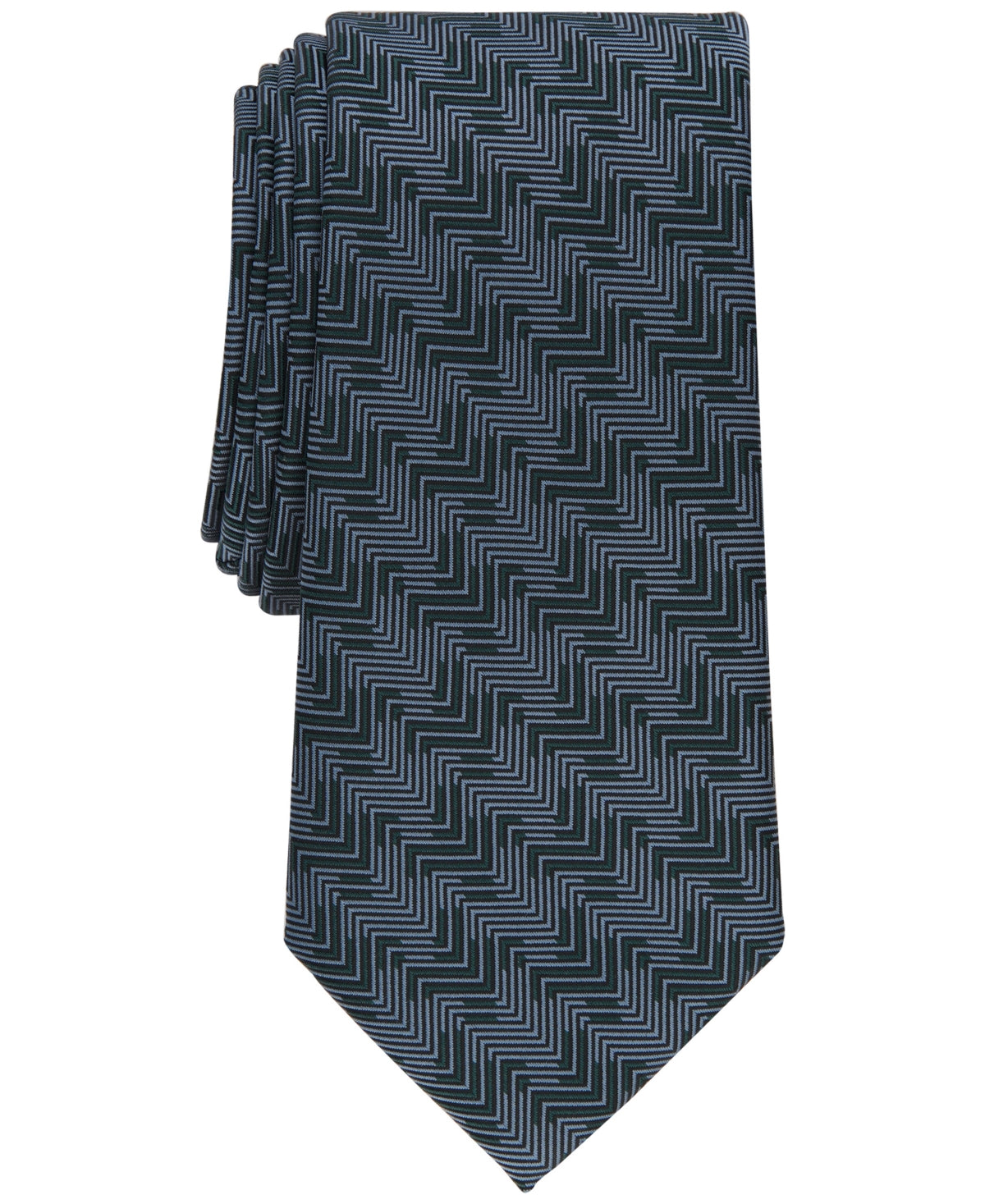 Alfani Men's Crest Geometric Print Slim Tie Hunter Green Necktie