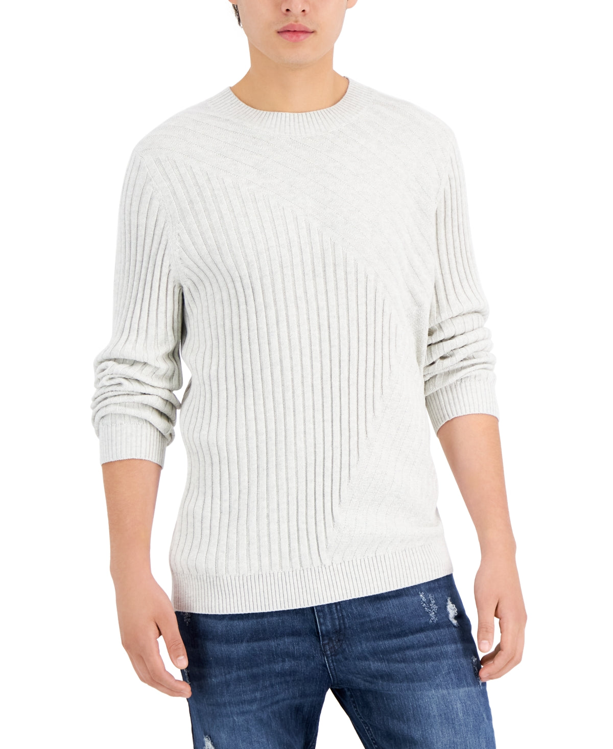 INC International Concepts Men's Tucker Crewneck Sweater Grey  XL