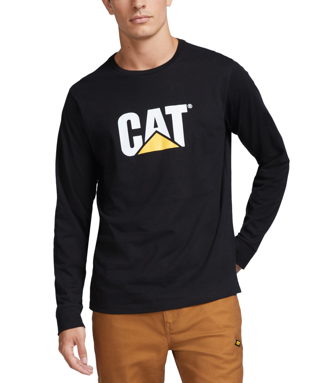 Caterpillar Mens Crew Neck Long Sleeve T-Shirt Small Black