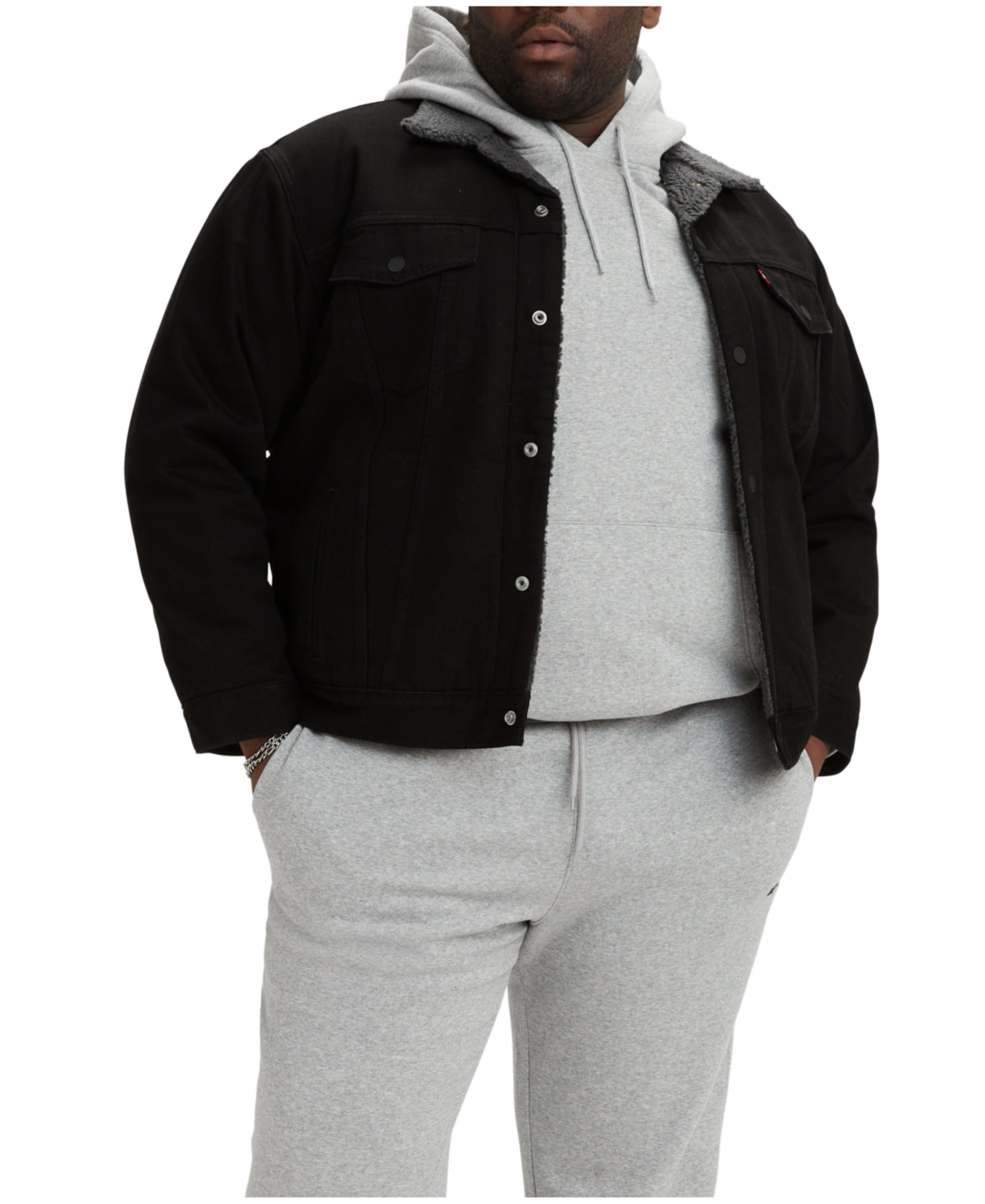 Levi's Big & Tall Sherpa Fleece Trucker Jacket 3XL Black