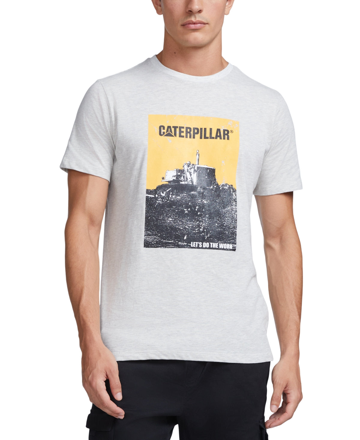 Caterpillar Mens Grunge Tractor Tee Shirt Gray Medium