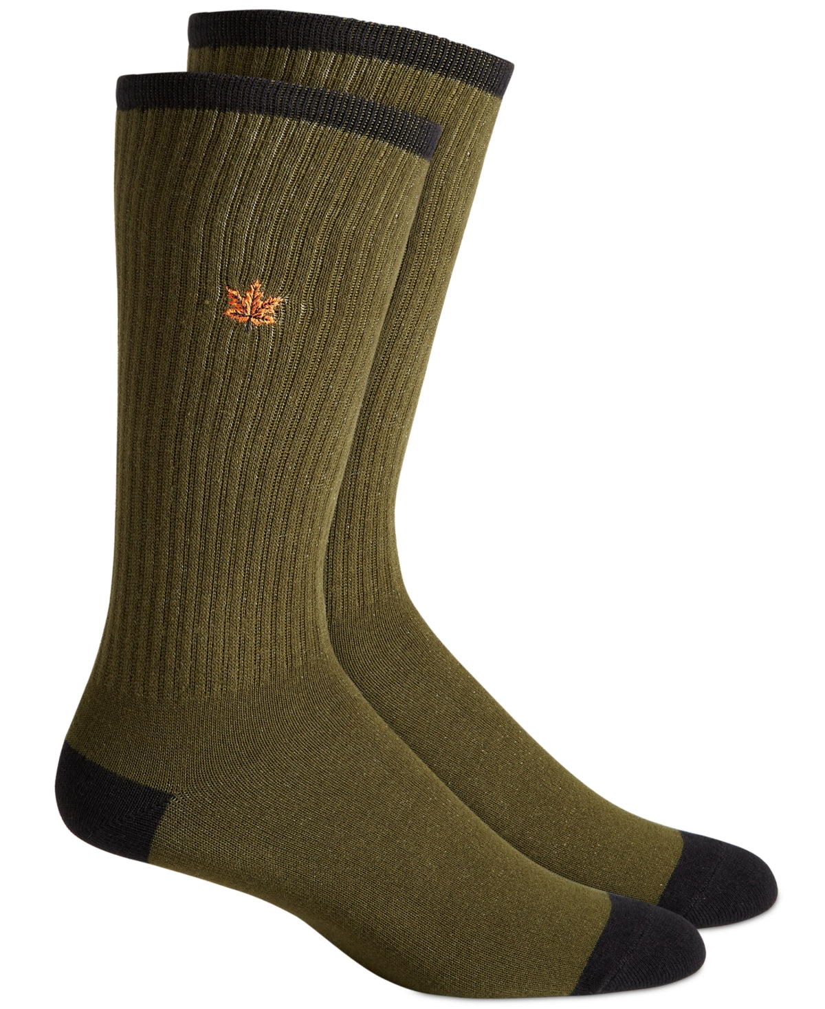 Sun + Stone Men's Leaf Crew Socks Olive Greeb Size 10 to 13