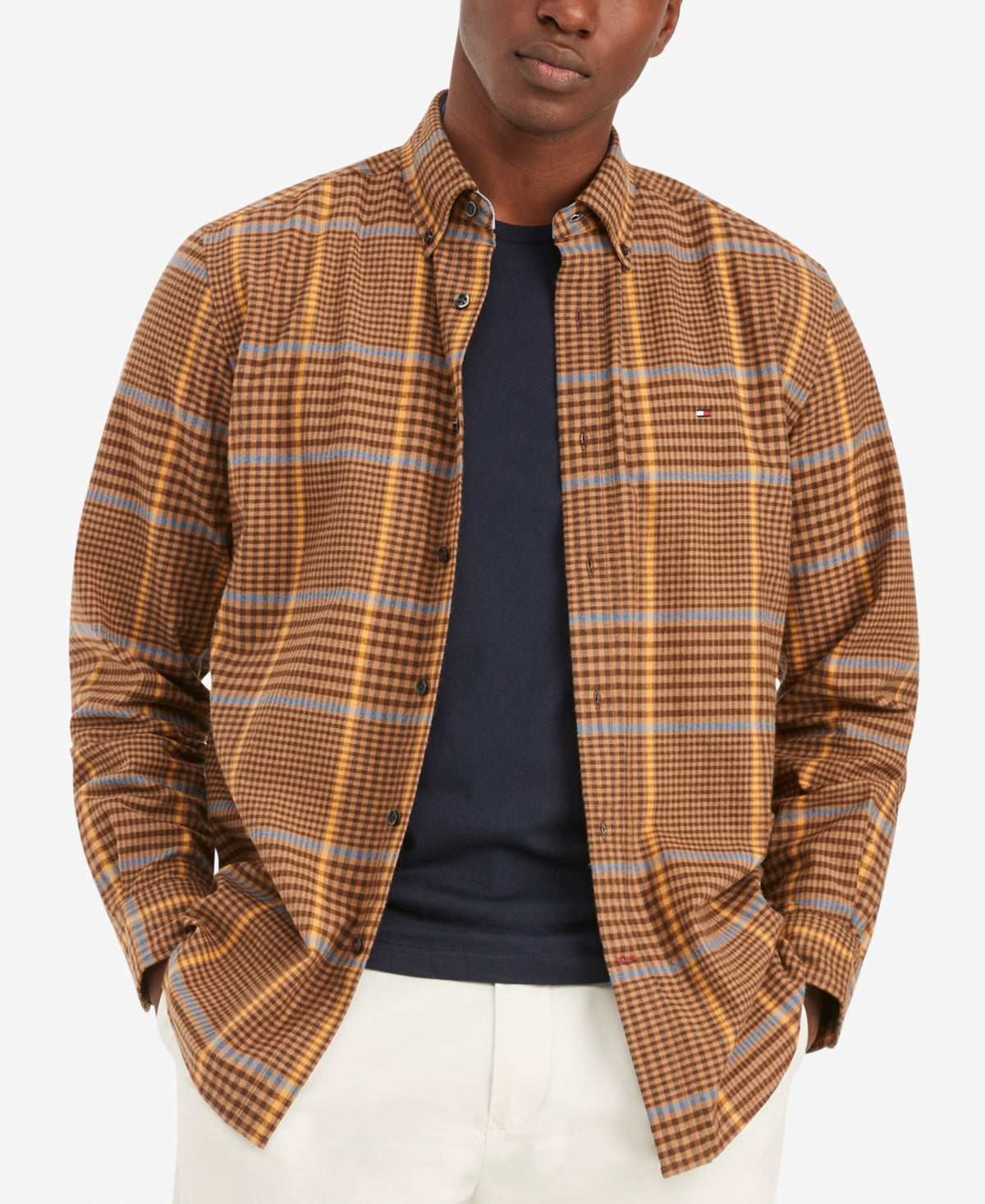 Tommy Hilfiger Men's Bennett Tartan Plaid Shirt Size 2XL Orange