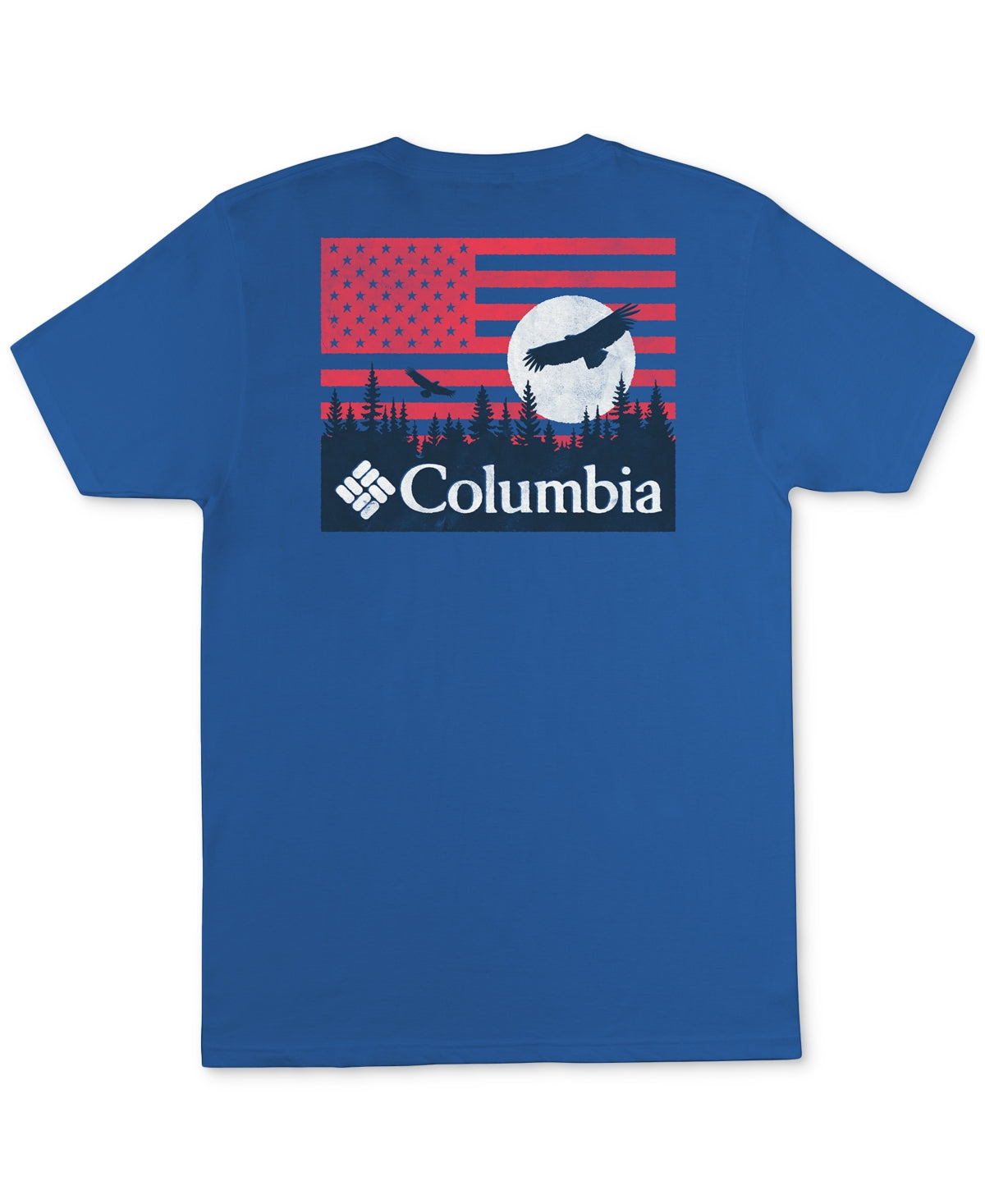 Columbia Mens Cotton Crewneck Graphic Short Sleeve T Shirt Blue Small