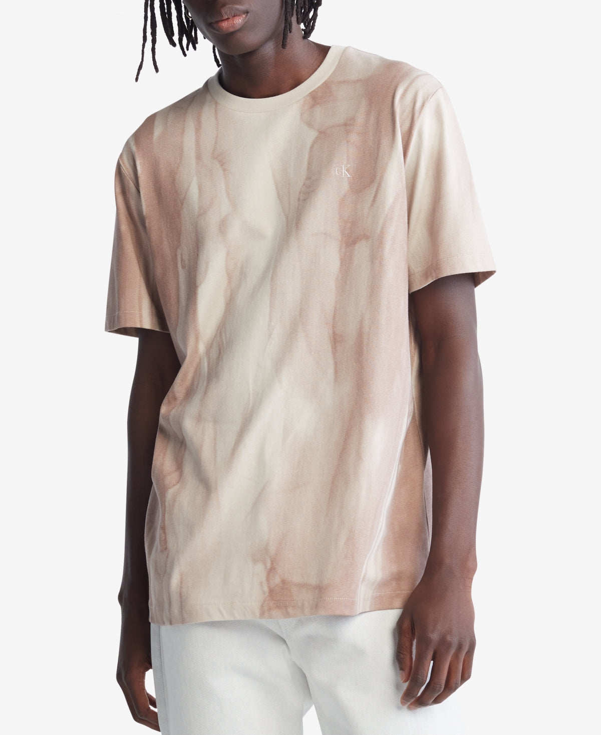 Calvin Klein Men's Smoke Short Sleeve T Shirt Unbleached Brown Large