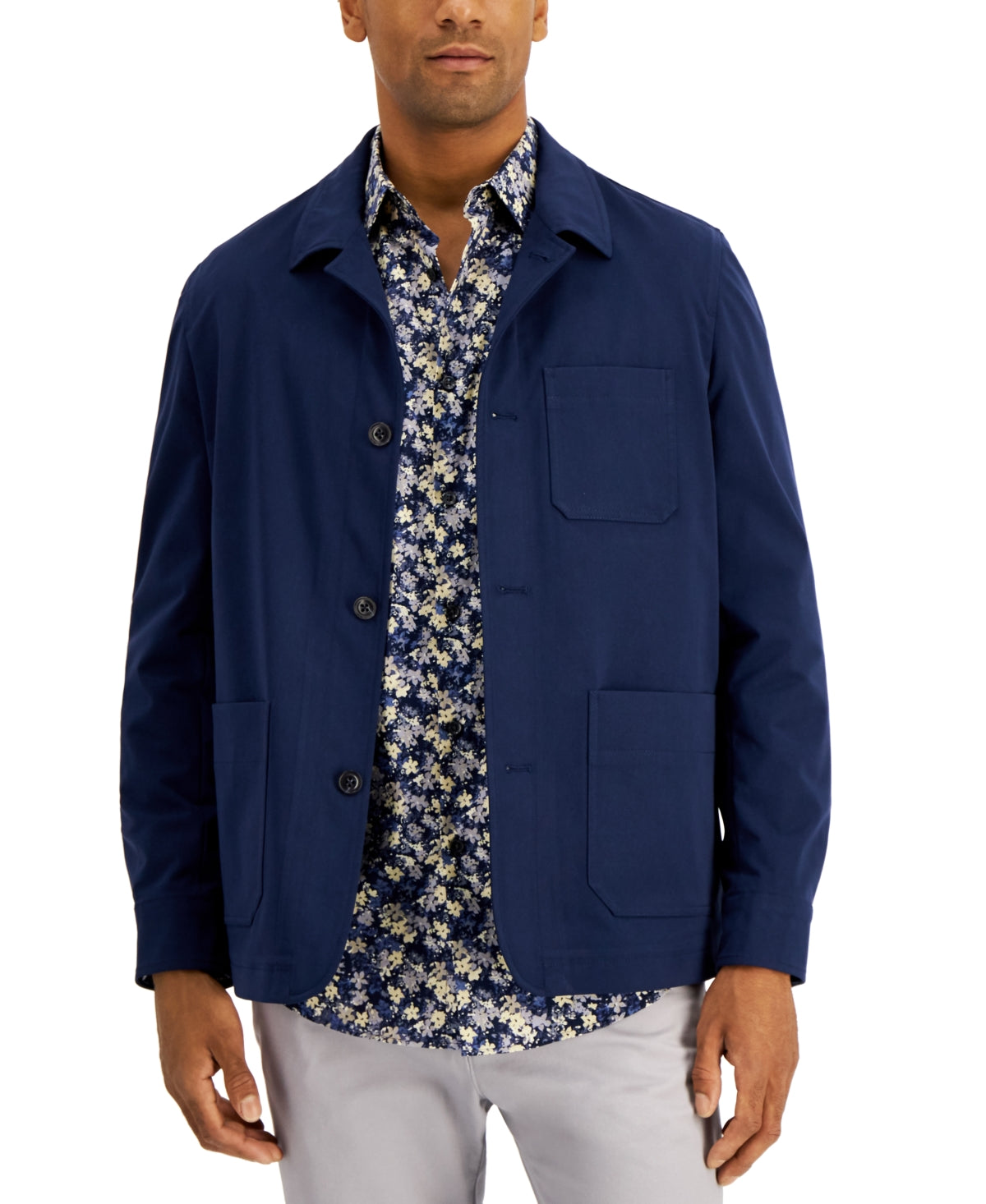 Alfani Men's Regularfit Solid Shirt Jacket  Navy Blue Xl