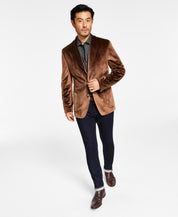 Tallia Mens Velvet Slim Fit Sport Coat Brown 40R