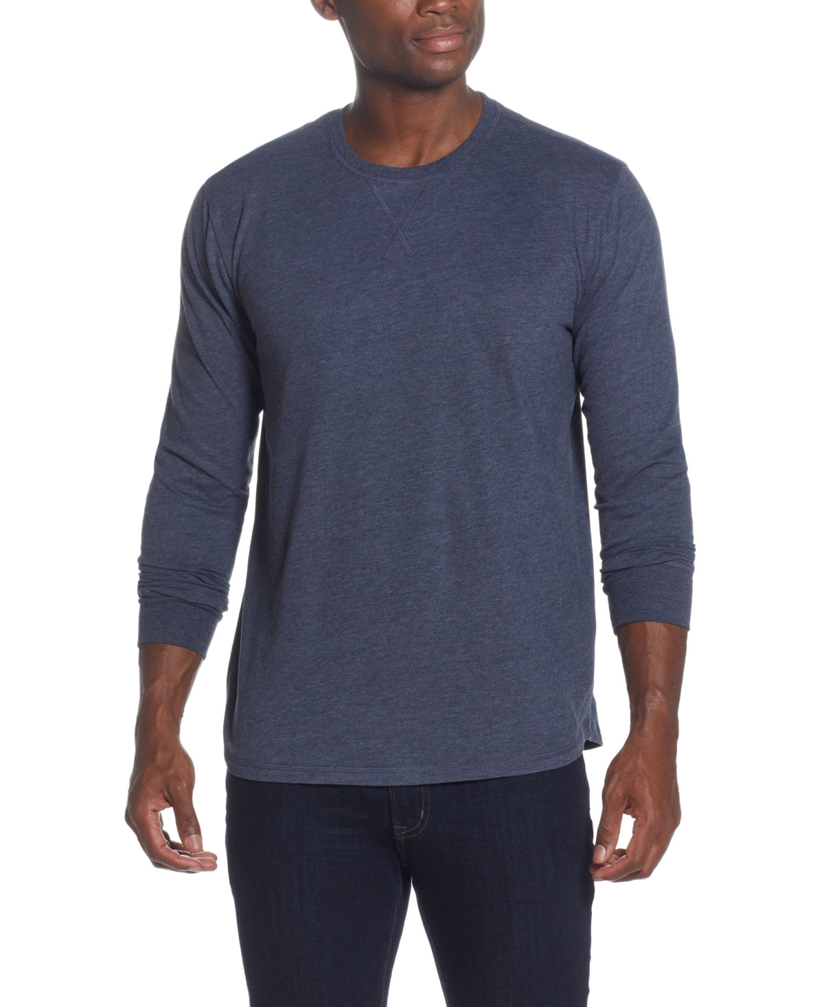 Weatherproof Vintage Men's Long Sleeved Brushed Crewneck T Shirt Blue Small
