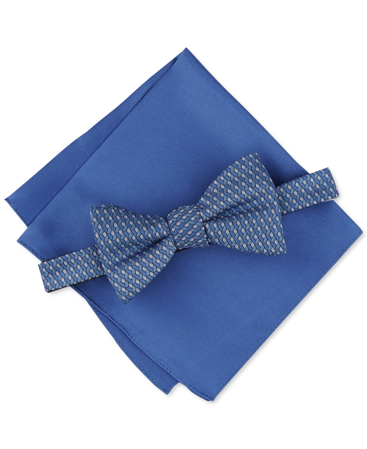 Alfani Mens Calvin 2-Pc. Geometric Pre Tie Bow Tie Pocket Square Set Blue OSFA
