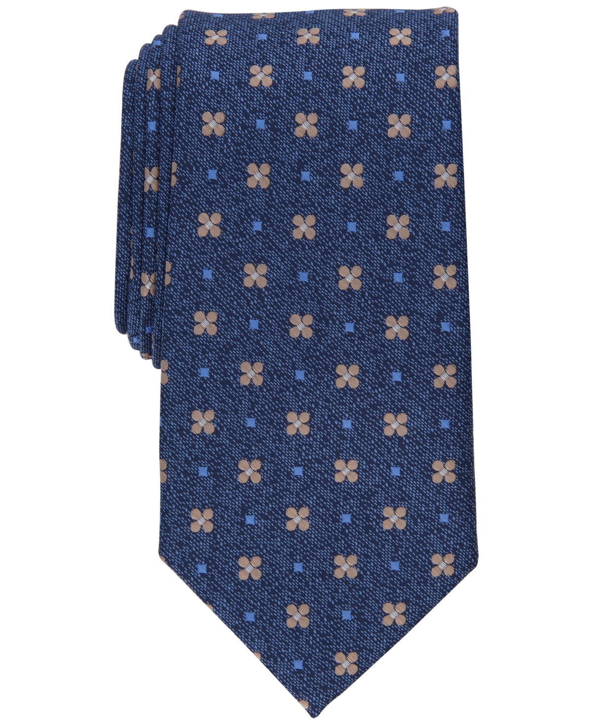 Club Room Mens Ridgeway Tie Taupe Blue Necktie