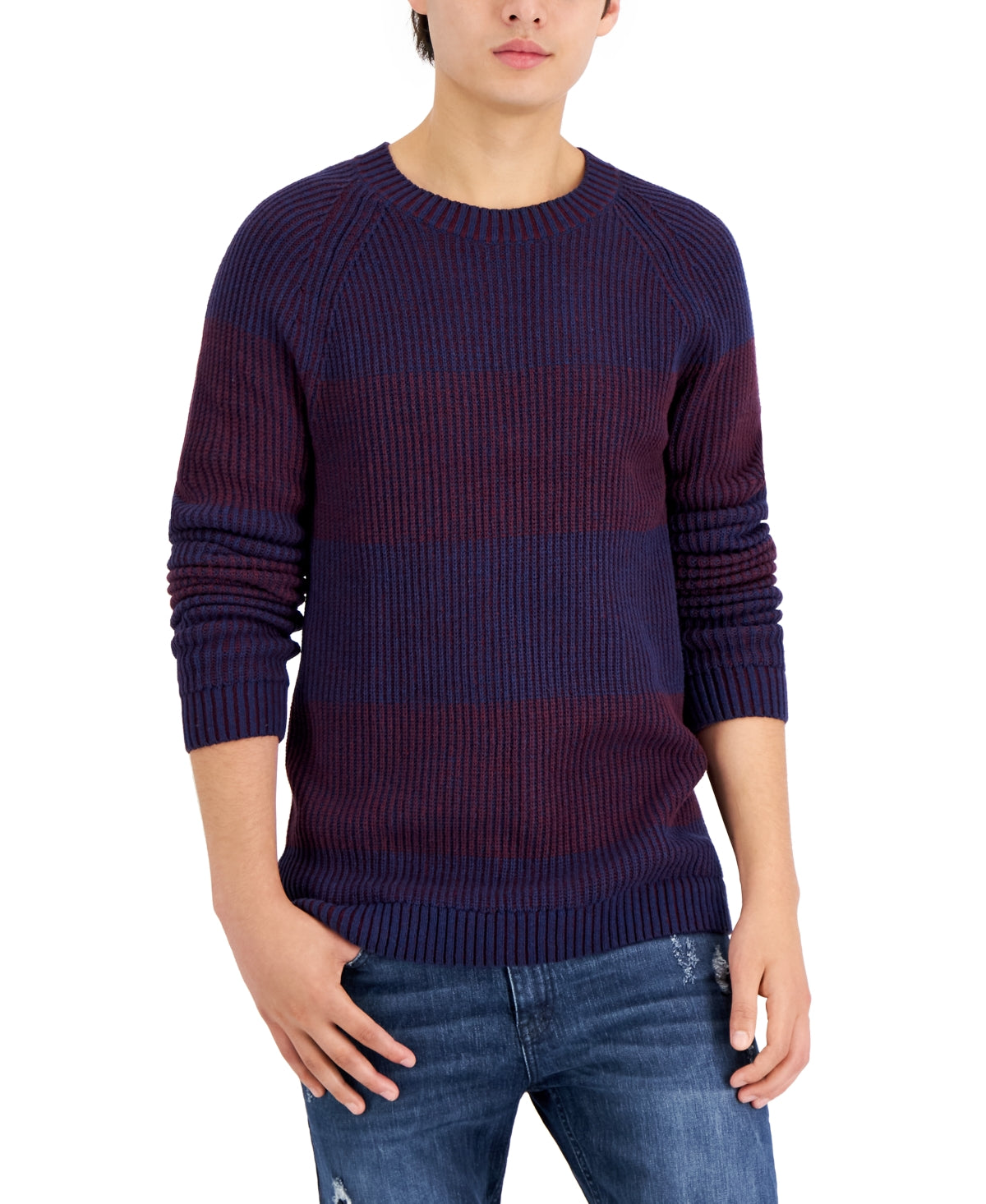 I.N.C. International Concepts Mens Crewneck Sweater Navy Blue XL
