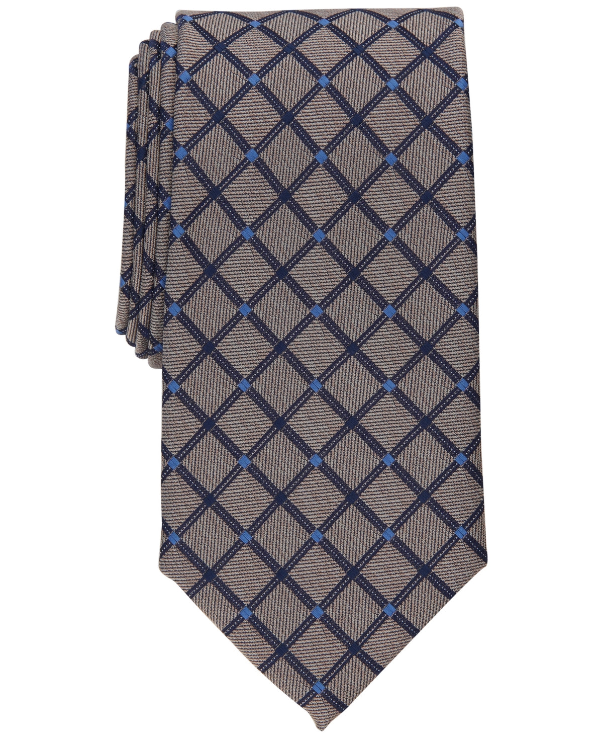 Club Room Men's Stanton Grid Tie Taupe Beige Necktie