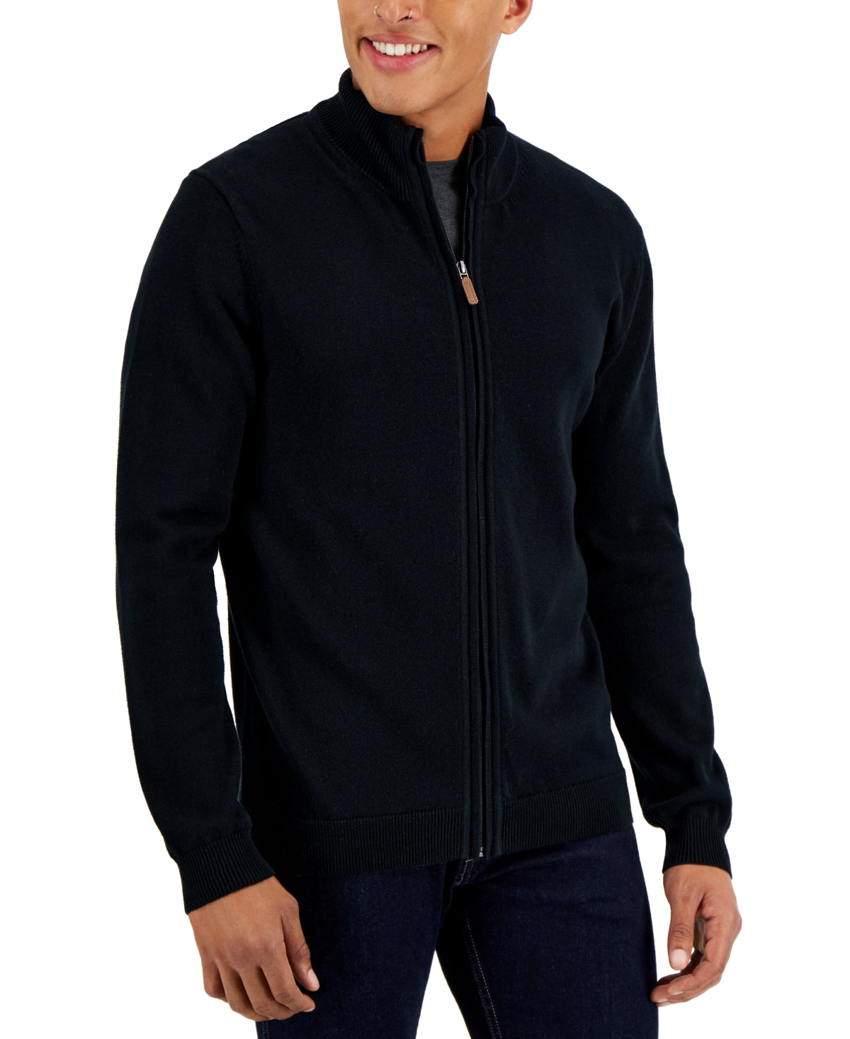 Club Room Men's Full-Zip Sweater Deep Black 3XL