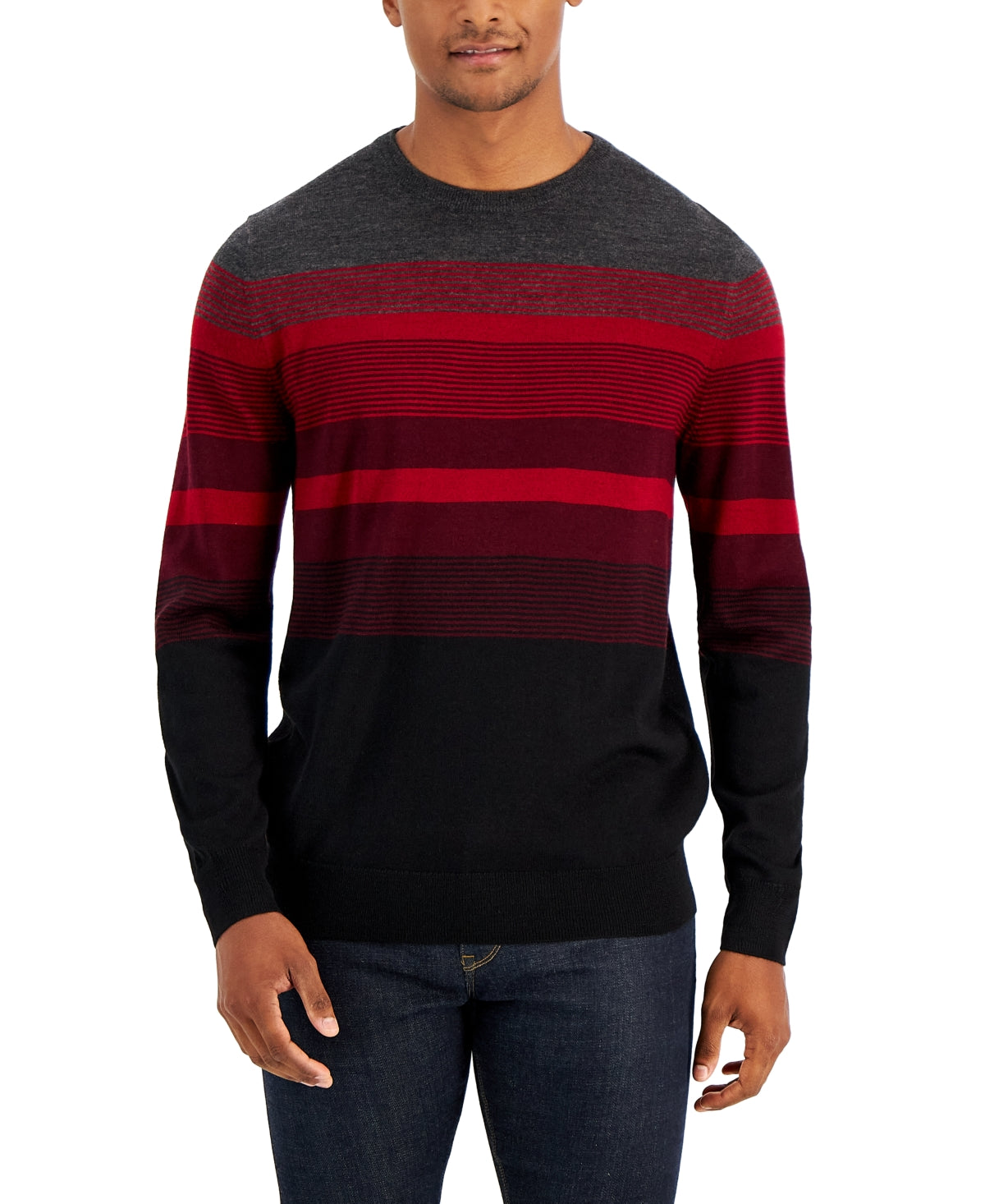 Club Room Men's Ombre Stripe Sweater Xl  Deep Black