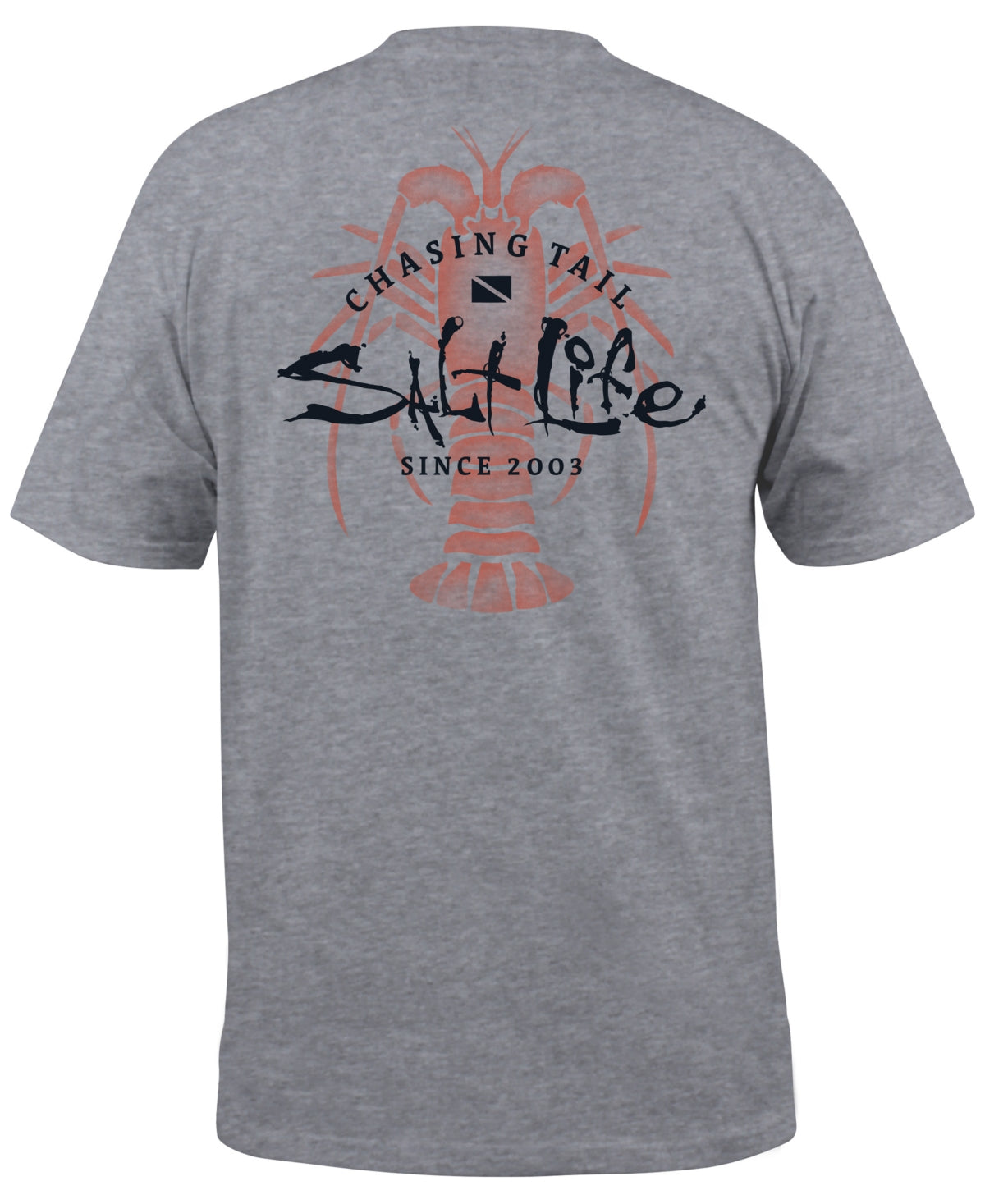 Salt Life Mens Chasing Lobster Tail Logo Short Sleeve Pocket T Shirt Grey Large