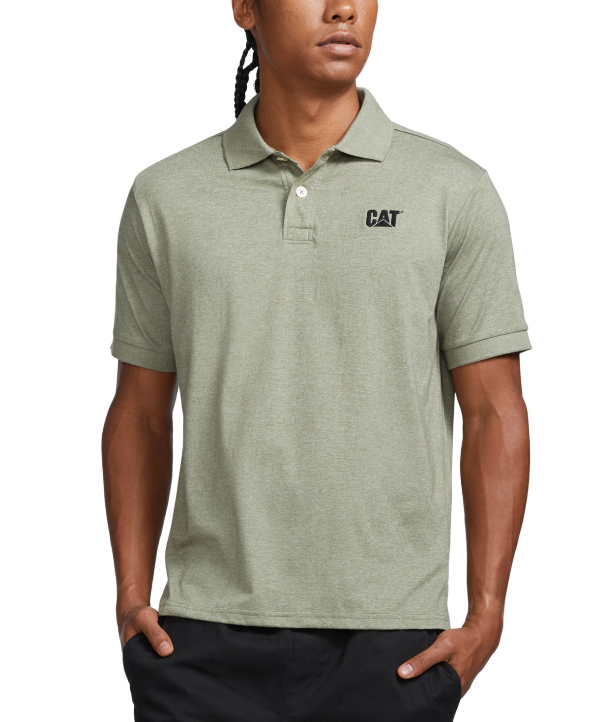 Caterpills Mens Foundation J Marshland Short Sleeve Polo Shirt Heather Green 2XL