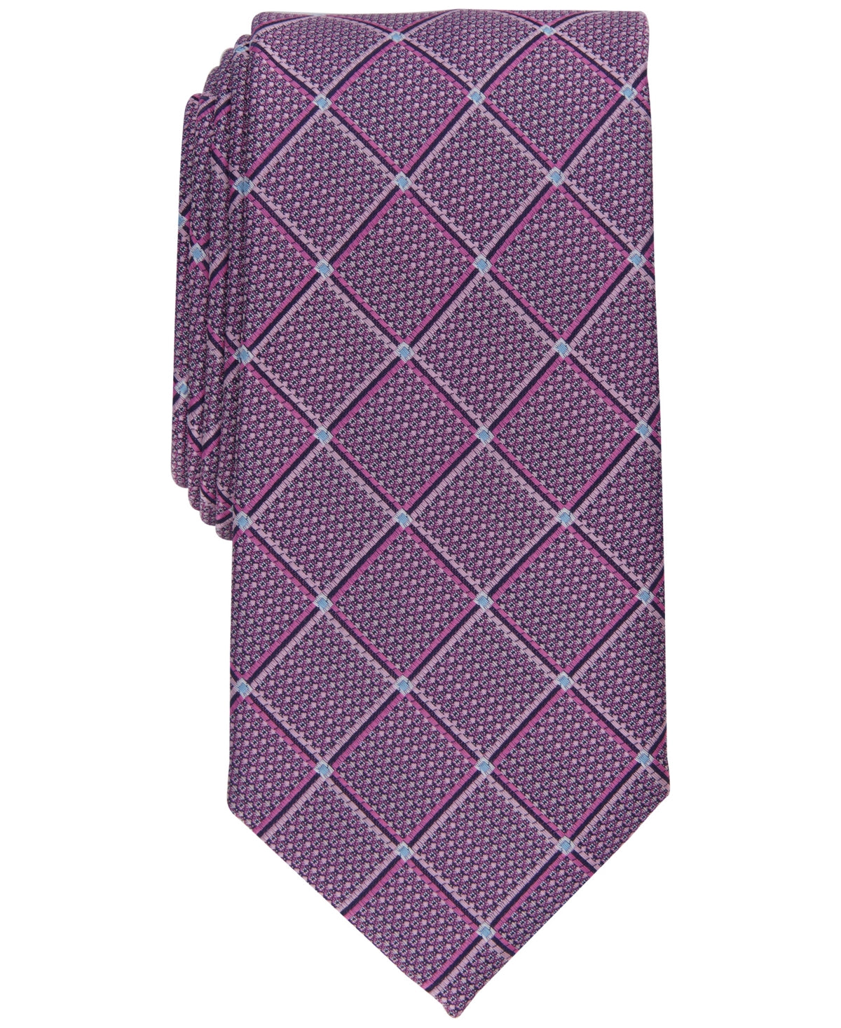 Perry Ellis Mens Ebsen Grid Pink Tie Necktie