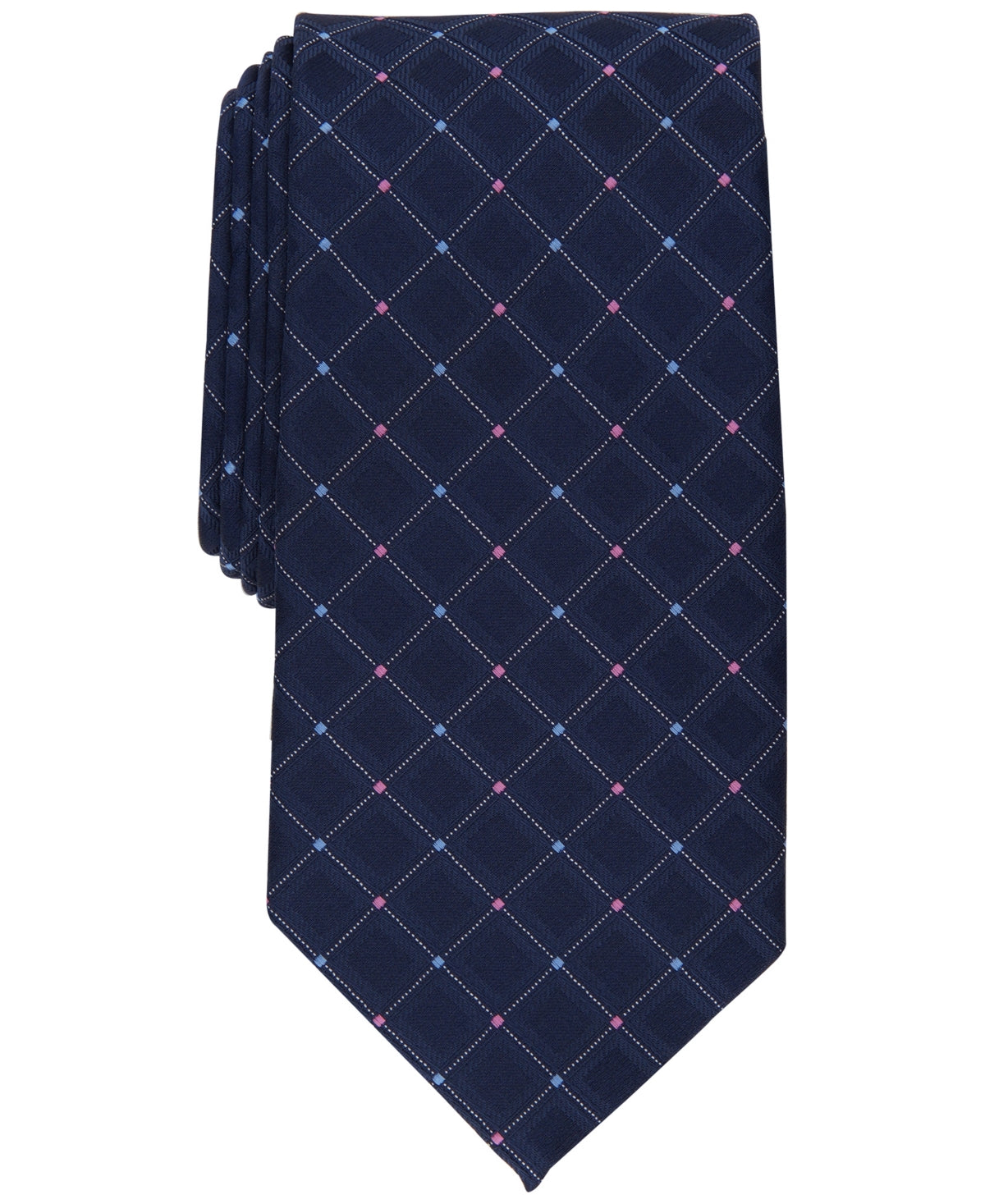 Club Room Mens Tie Navy Blue Grid Tie