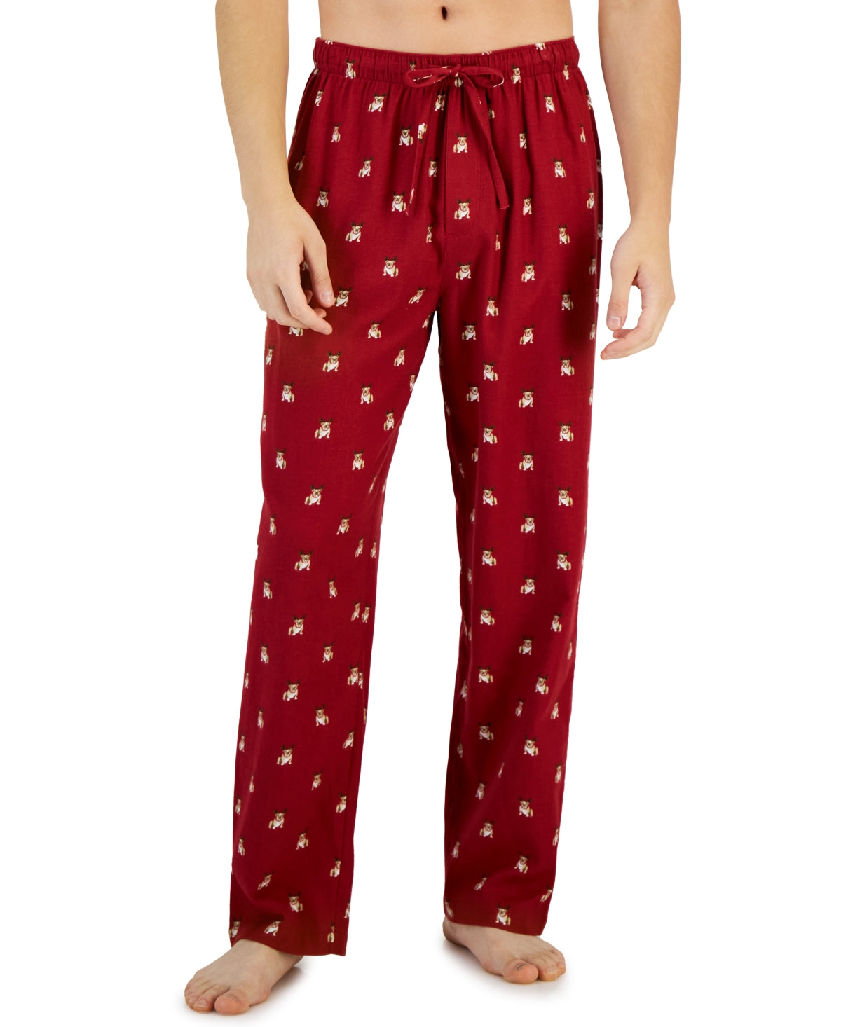 Club Room Men's Holiday Bulldog Flannel Pajama Pants Red XXL