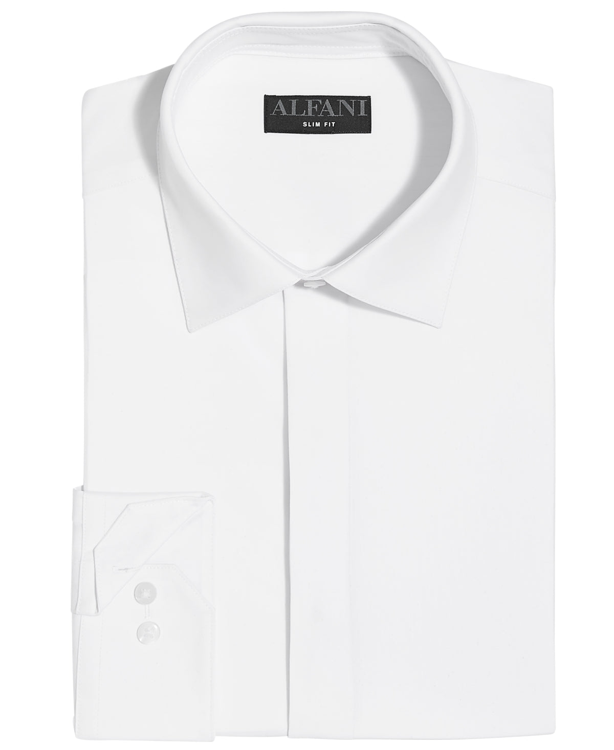 Alfani Mens Slim fit Dress Shirt Large 16-16.5 34-35 White Solid
