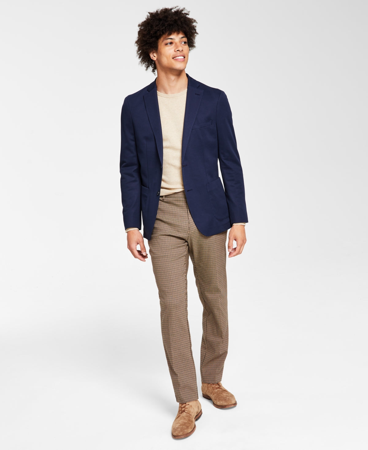 Bar III Men's Slim-Fit Navy Solid Knit Blazer Navy 36S