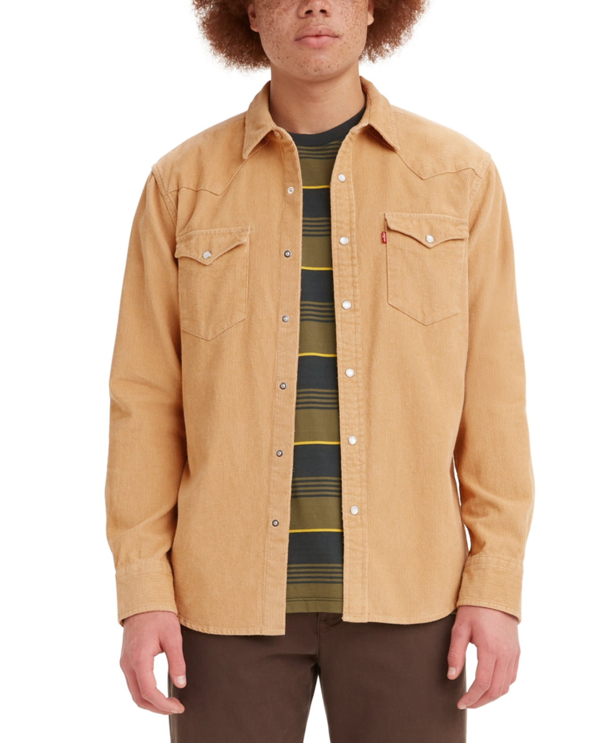 Levi's Men's Corduroy Western Shirt  Iced Coffee Small
