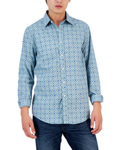 Club Room Mens Foulard Button Down Shirt Blue Large