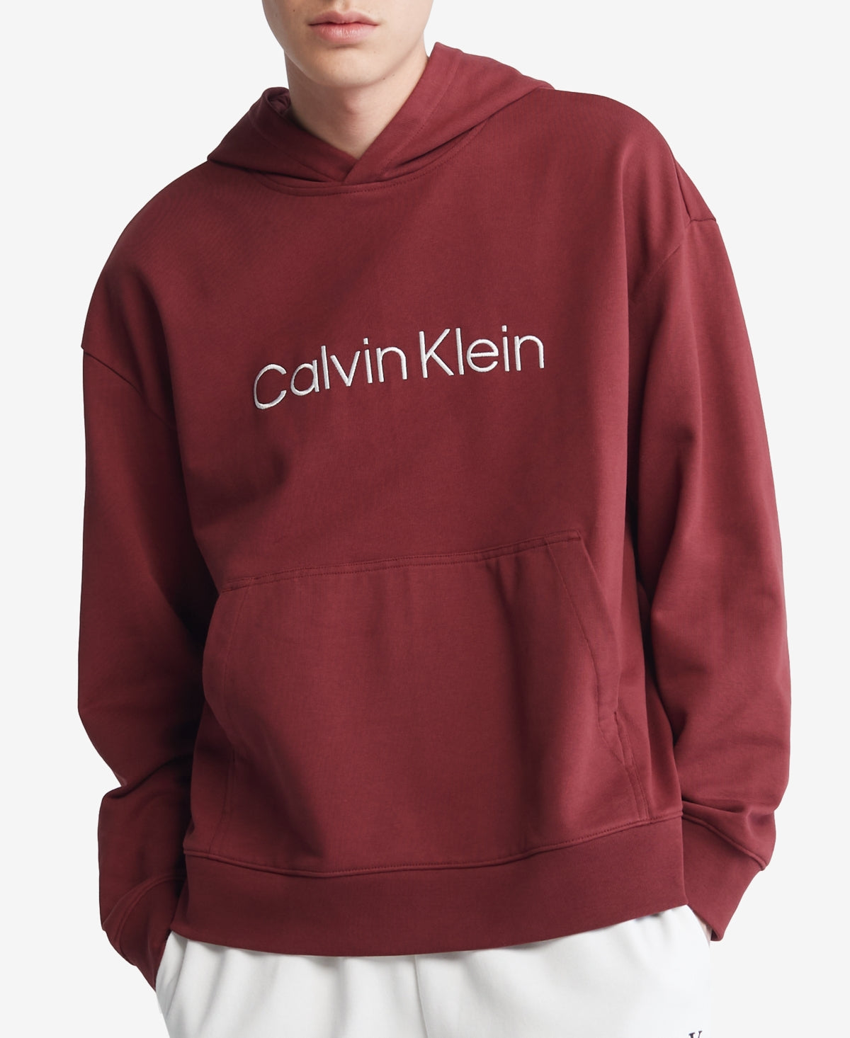 Calvin Klein Men's Wine Terry Pullover Hoodie Xl