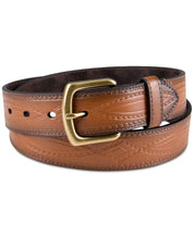Sun + Stone Men's Embossed Fauxleather Belt Dark Beige Medium