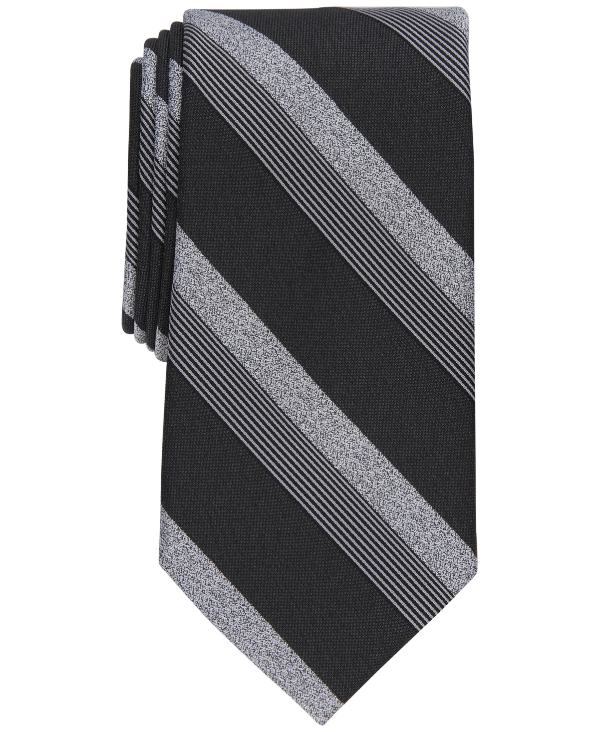 Perry Ellis Mens Regular fit Tie Necktie One Size Black Grey Striped