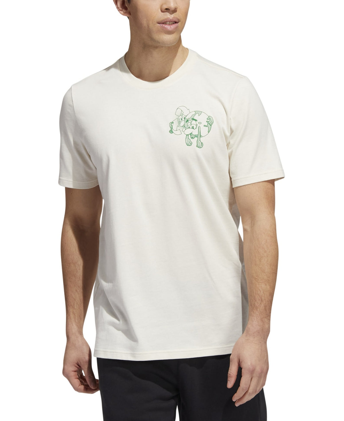 Adidas Men's Exhausted Earth Crewneck Short Sleeve Graphic T Shirt Beige Large