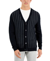 Alfani Men's Striped Cardigan Deep Black SMALL