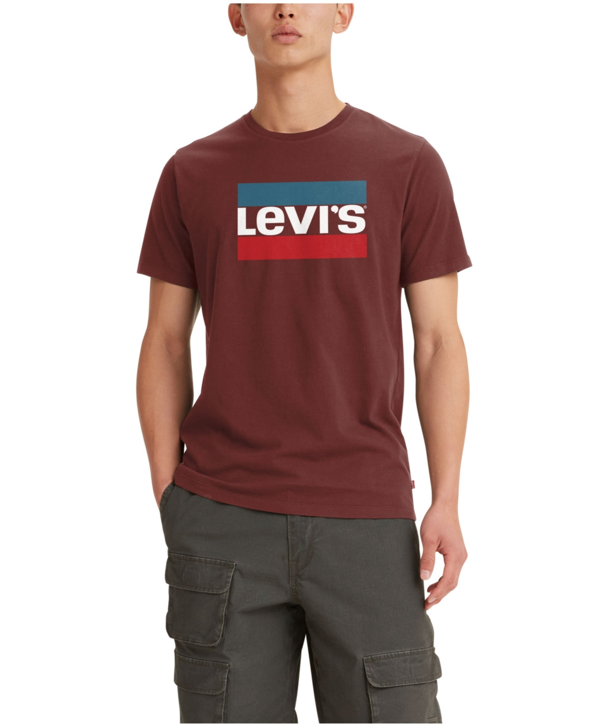 Levis Mens Sportswear Logo Short Sleeve Crewneck T Shirt  Port Red XL