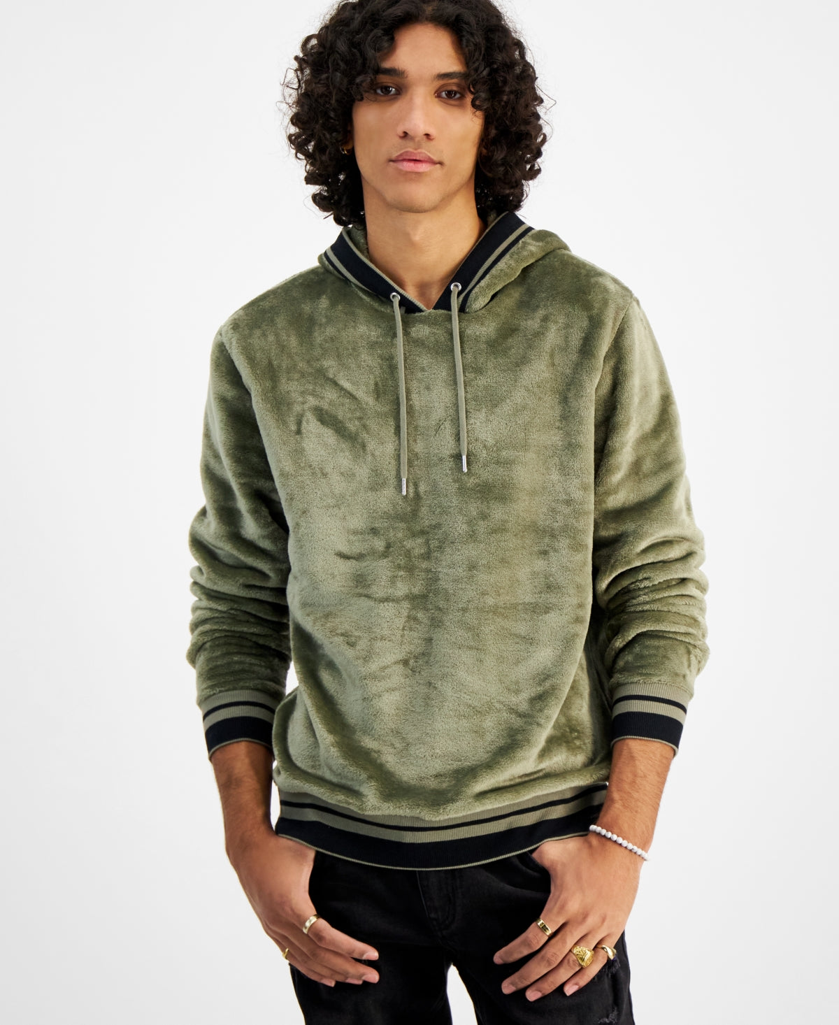 International Concepts Men's Green Pullover Fleece Hoodie Regular Fit Medium
