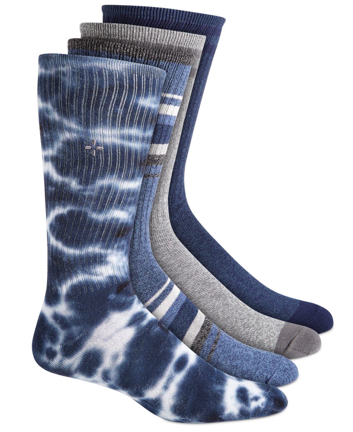 Sun + Stone Mens 4 Pairs Assorted Crew Socks Navy White Grey