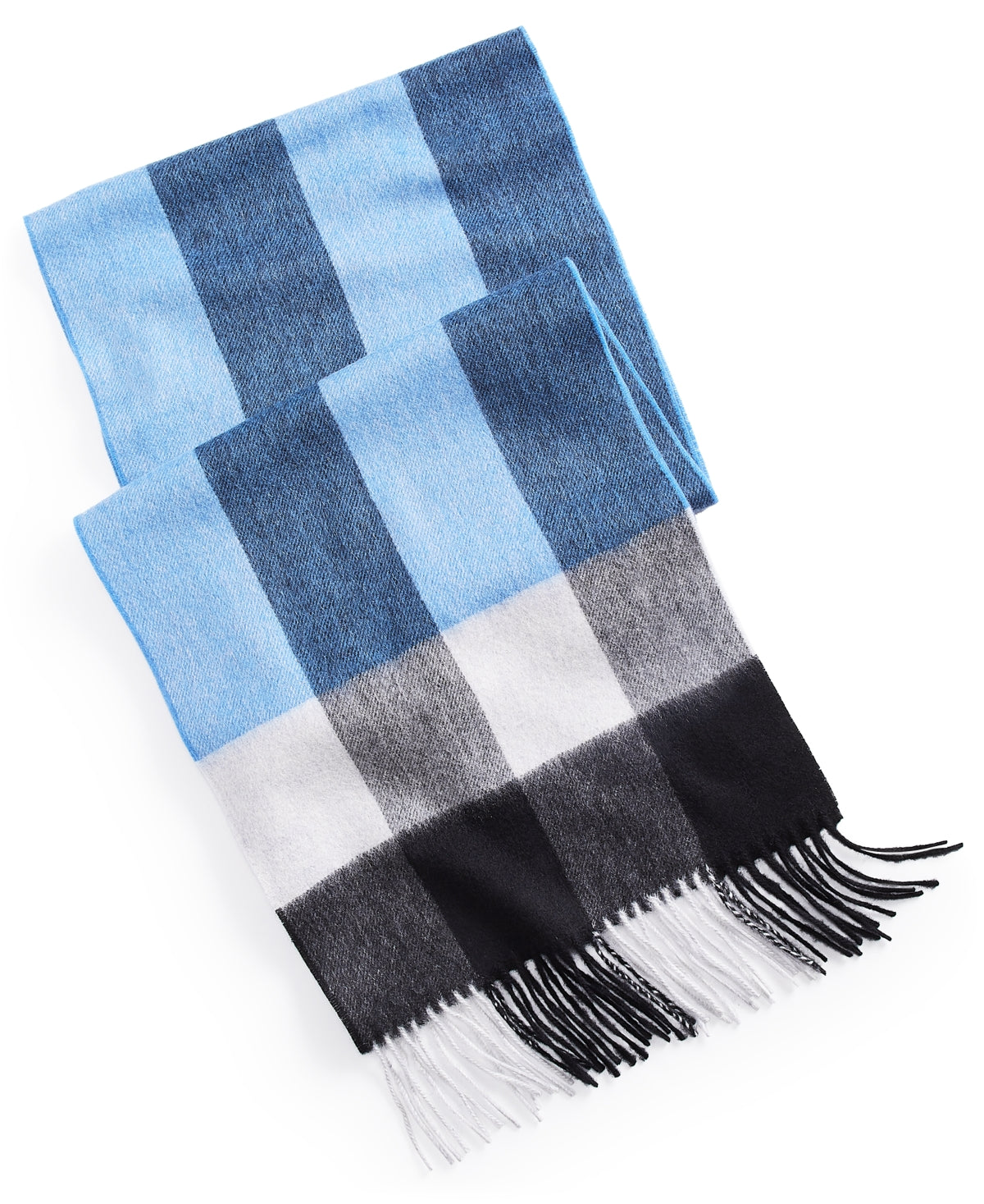 Club Room Men's 100% Cashmere Scarf Plaid Navy Blue