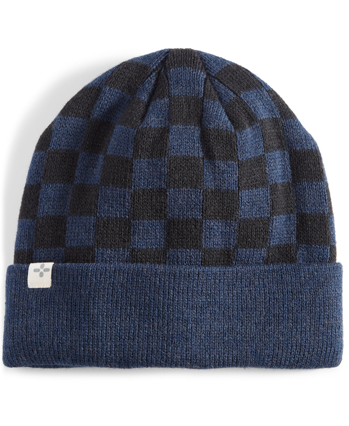 Sun + Stone Men's Checkerboard Beanie  Navy/Black OSFA