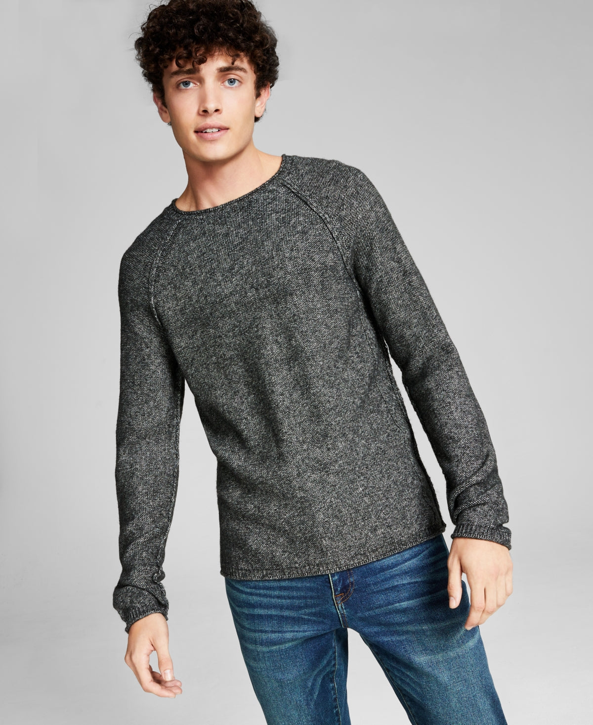 And Now This Mens Knit Pullover Crewneck Sweater Dark Green XL