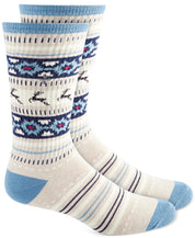 Sun + Stone Deer Fair Isle Fleece Lined Socks Tan Blue