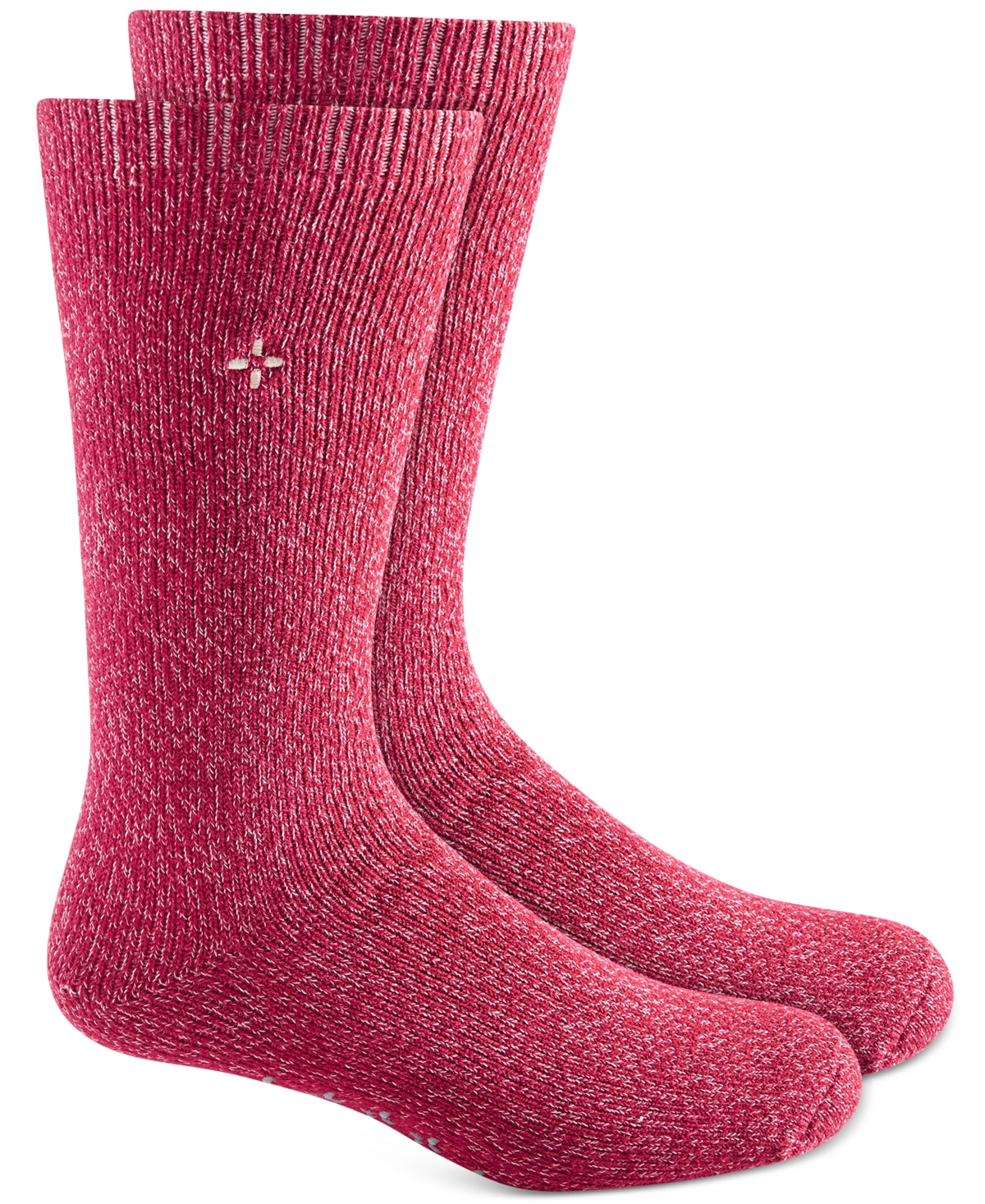 Sun + Stone Mens Logo Fleece Red Marl Solid Embroidered Socks