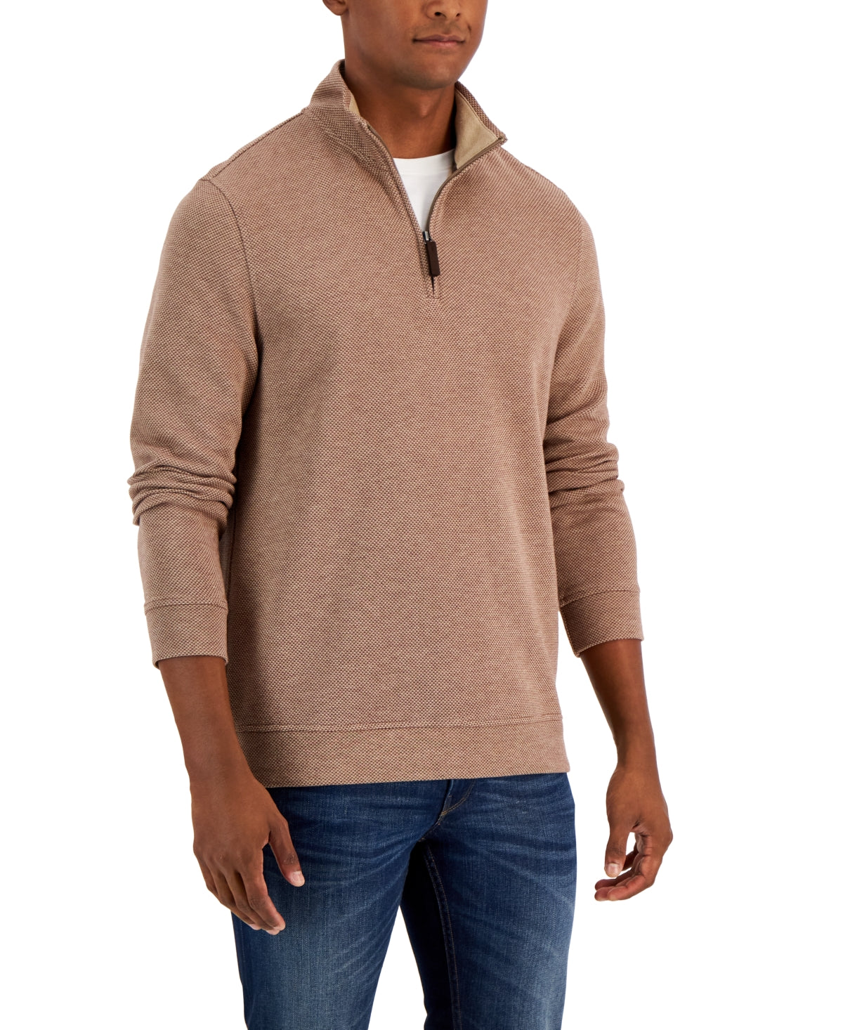 Club Room Men's 1/4 Zip Pullover Sweater Small Cracked Walnut