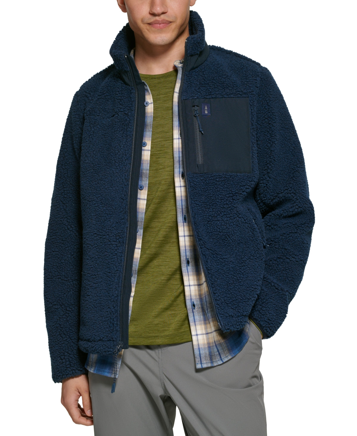 Bass Outdoor Mens Faux Fur Short Teddy Fleece Coat XXL 2XL Navy Blue