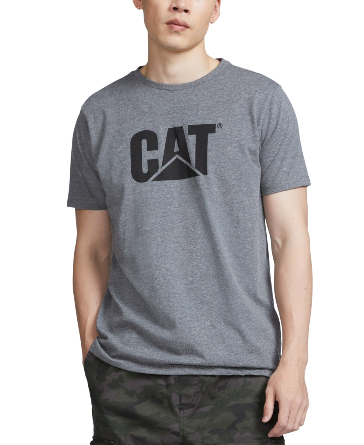 Caterpillar Men's Logo Graphic Short Sleeve T Shirt Grey Black Medium