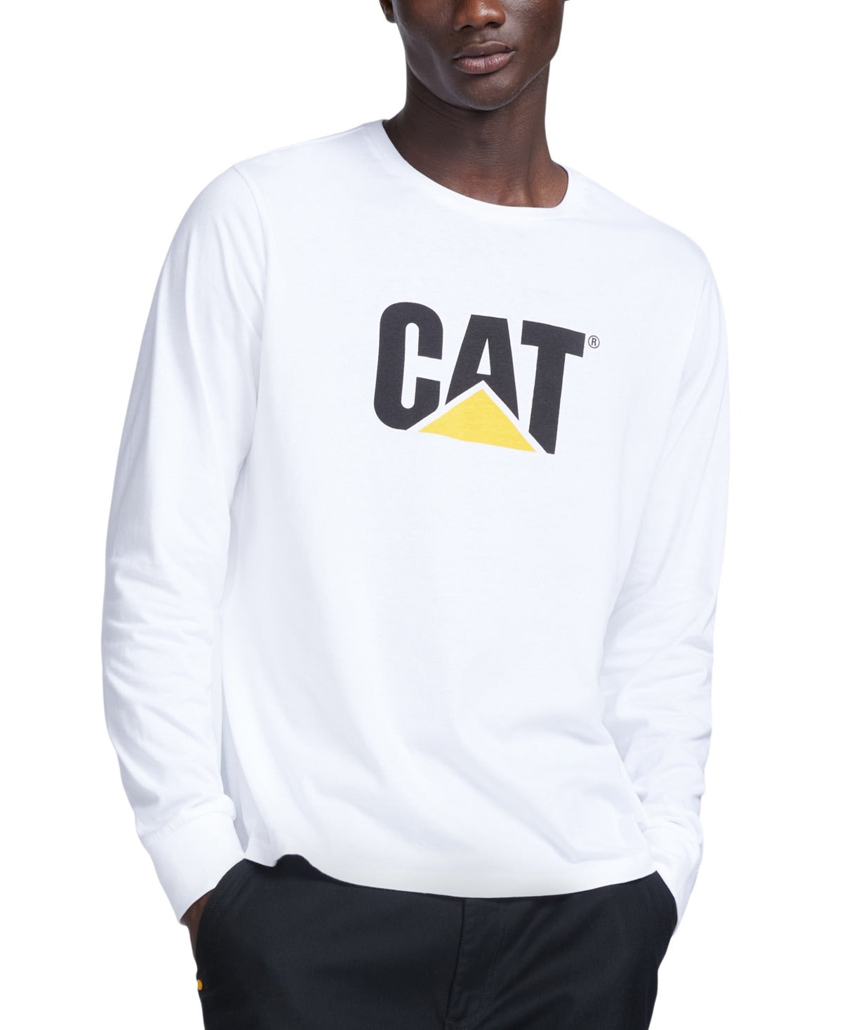 Caterpillar Mens Crew Neck Long Sleeve T shirt XXL 2XL White