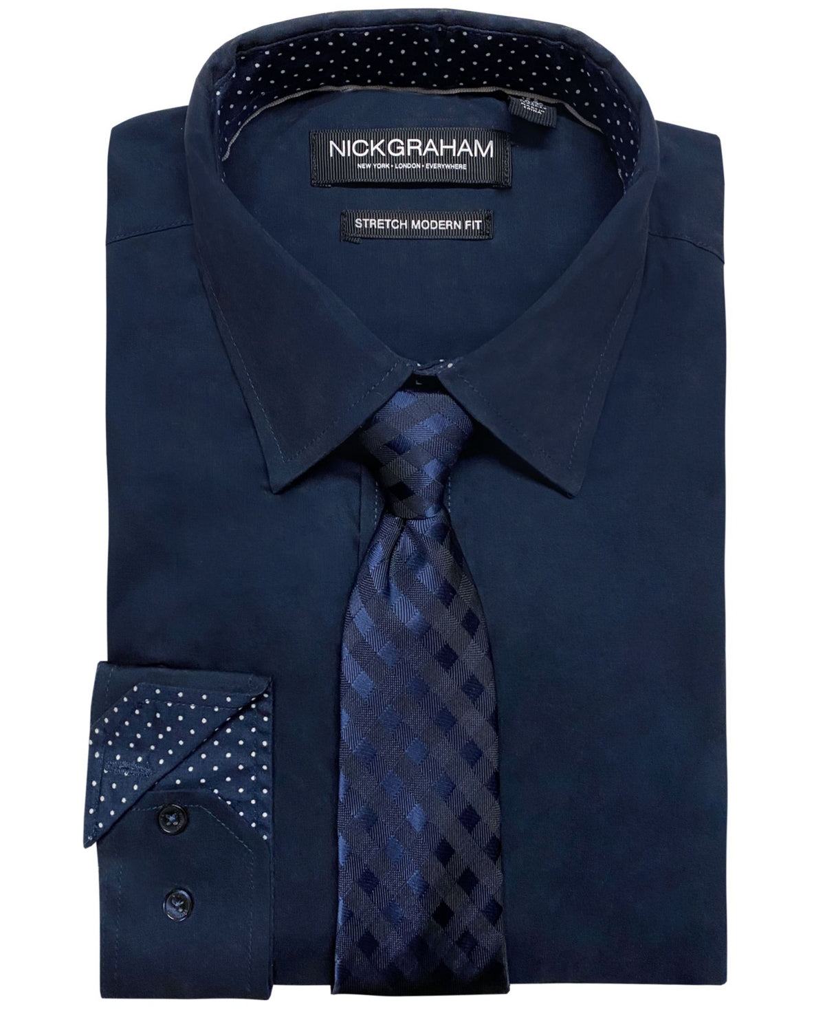 Nick Graham Mens Slim-Fit Stretch Dress Shirt XL Navy 17 17.5 36 37 –  Bristol Apparel Co