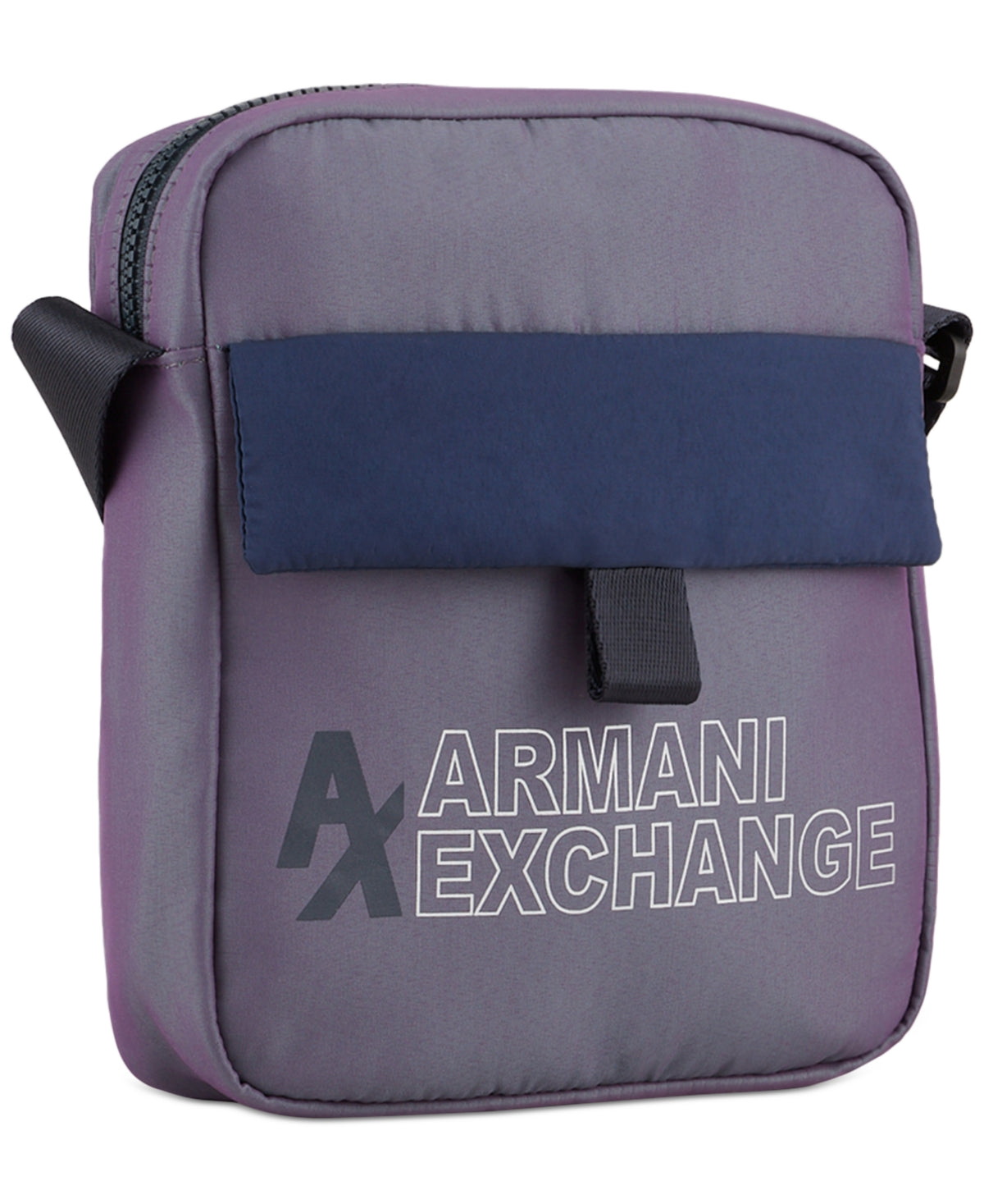 AX Armani Exchange Men's Metallic Logo Crossbody Bag Lilac Purple